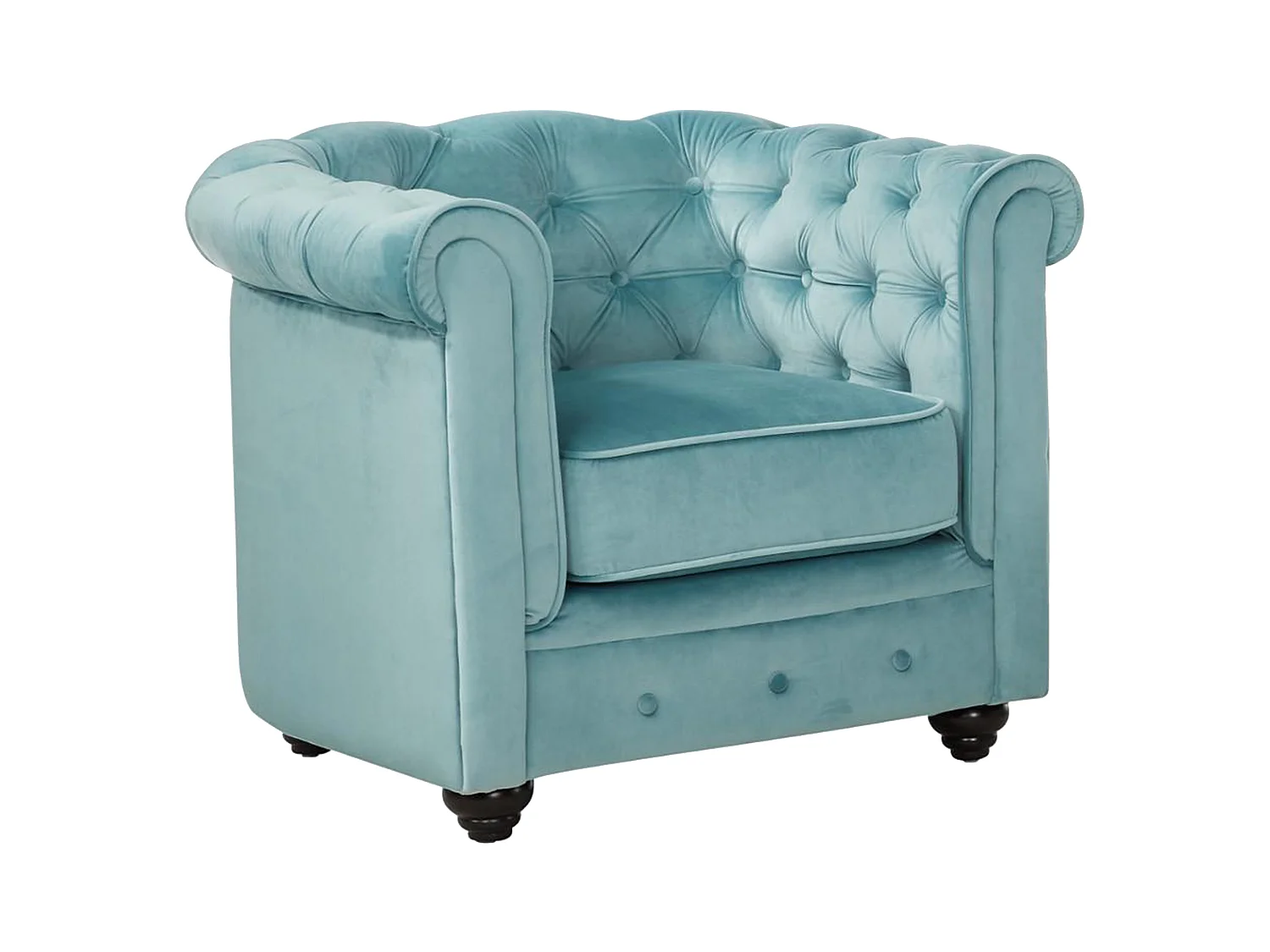 Couchgarnitur 3+1+1 - Samt - Hellblau - CHESTERFIELD