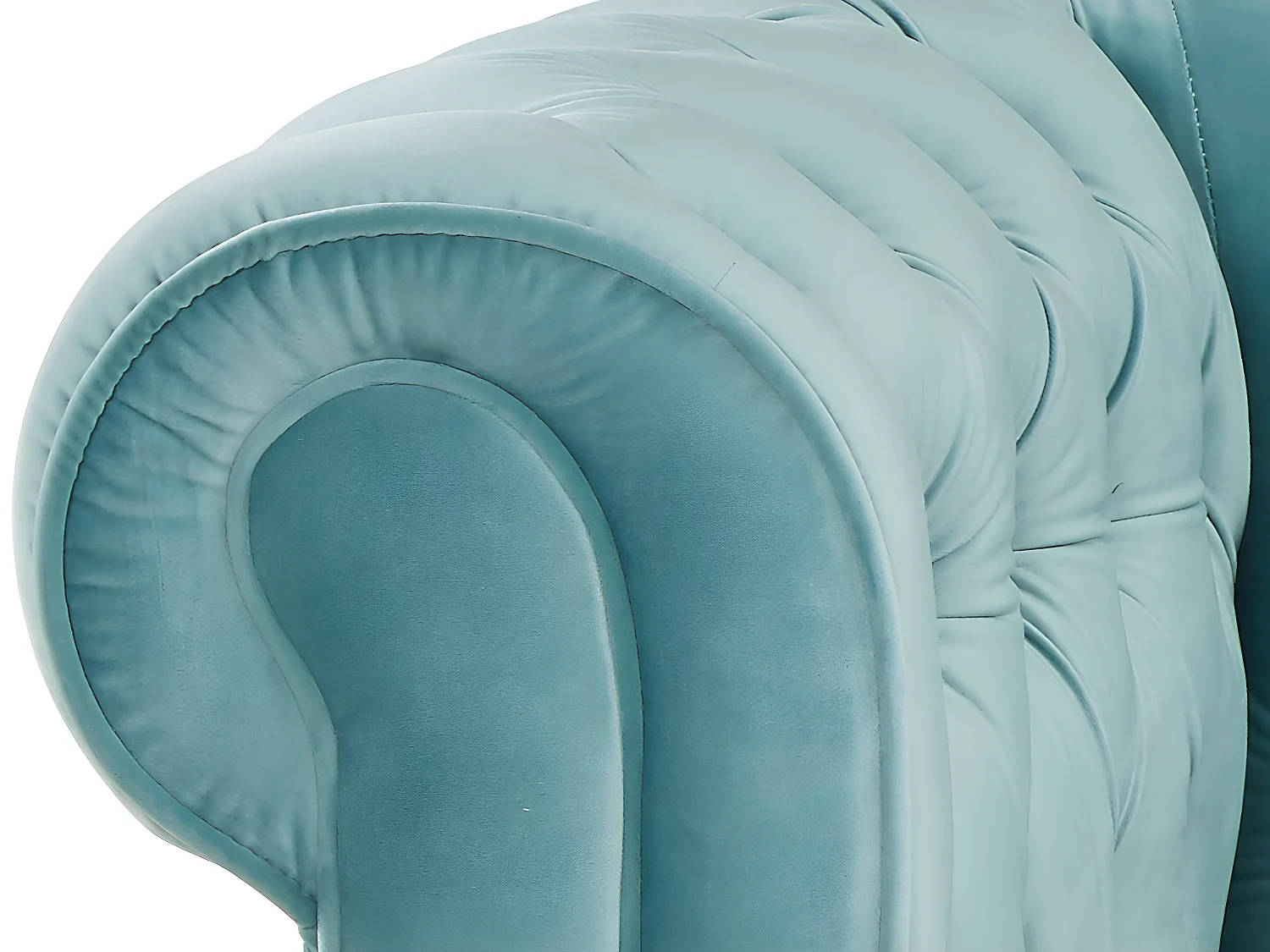 Canapé 3 places et 2 fauteuils CHESTERFIELD - Velours bleu pastel