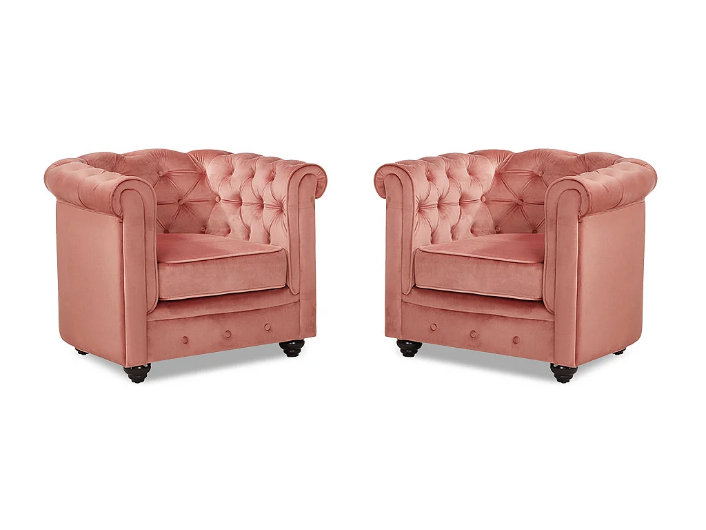 Sessel 2er-Set - Samt - Rosa - CHESTERFIELD