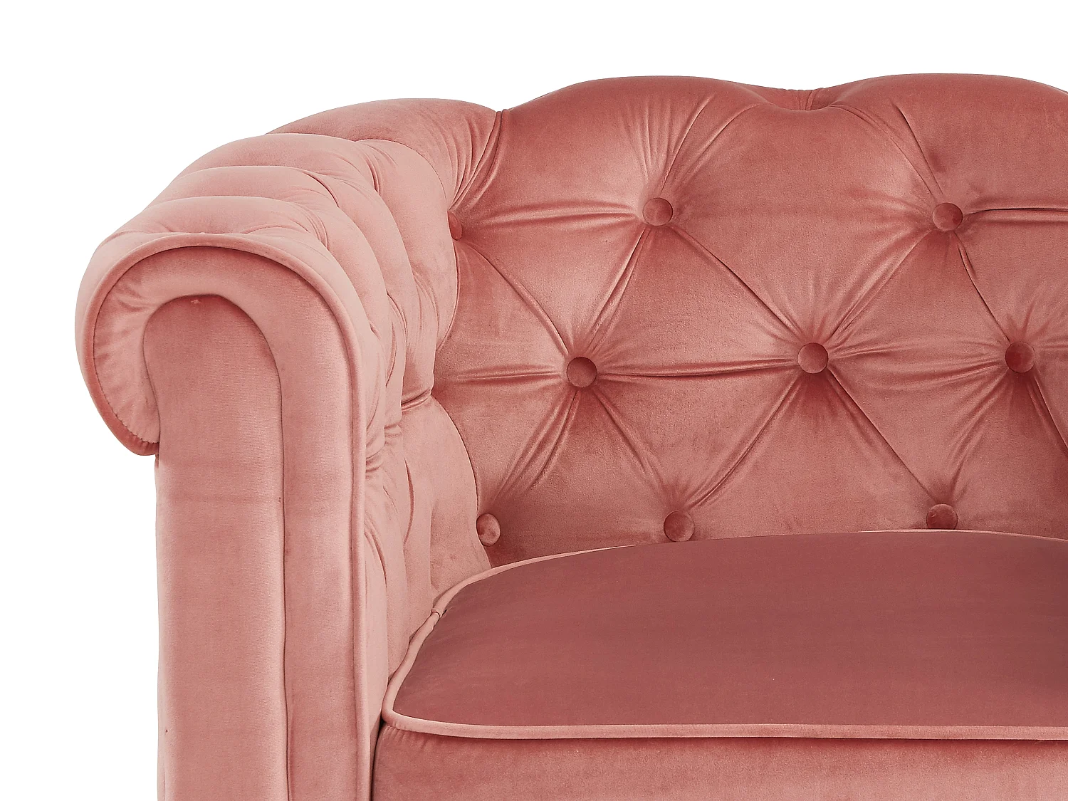 Lot de 2 Fauteuils CHESTERFIELD - Velours rose pastel