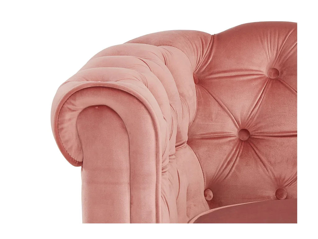 Canapé 3 places et 2 fauteuils CHESTERFIELD - Velours rose pastel