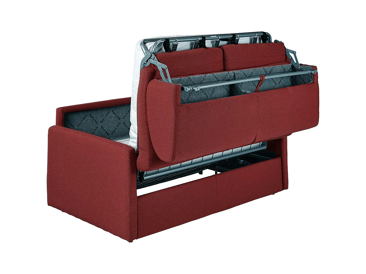Tweezits express bedbank CALIFE van stof - rood - slaapafmeting 120 cm