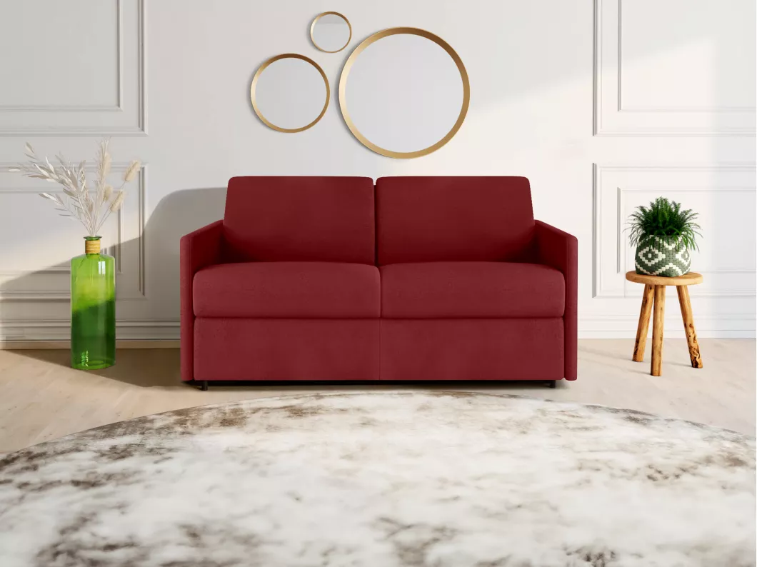 Kauf Unique Schlafsofa 2-Sitzer - Liegefläche: 120 cm - Matratzenhöhe: 14 cm - Stoff - Rot - CALIFE