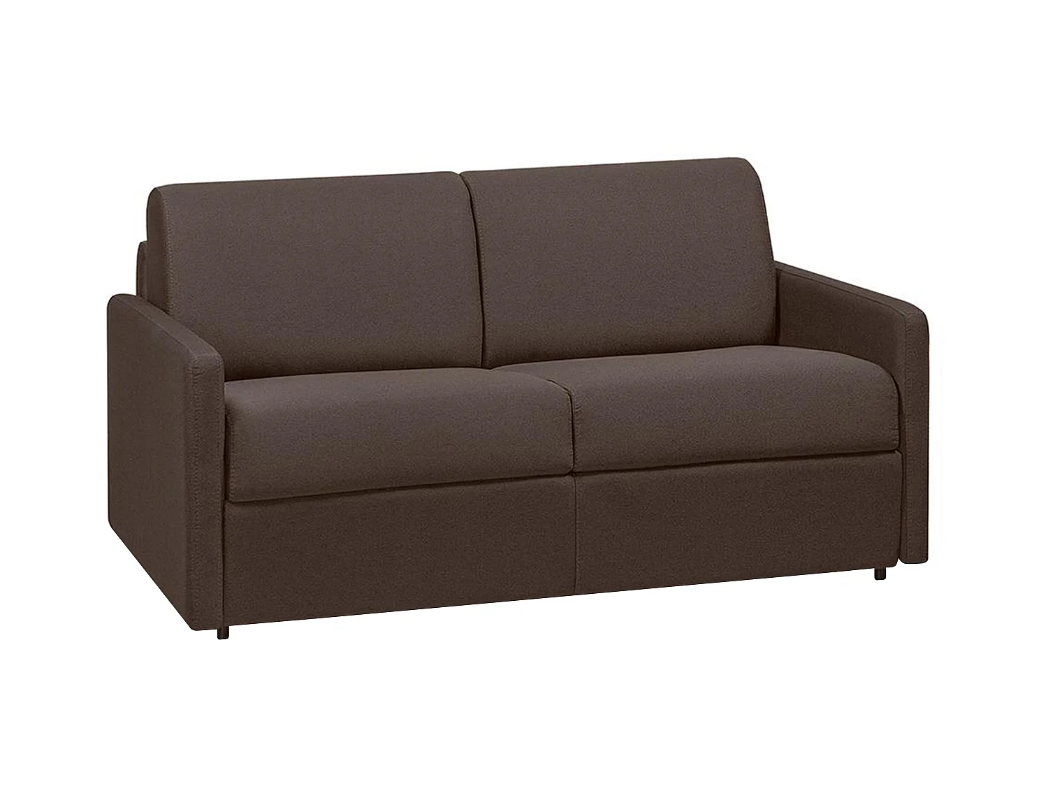 Sofá cama de 2 lugares abertura fácil em tecido Castanho - Cama de 120 cm e Colchão 14cm - CALIFE