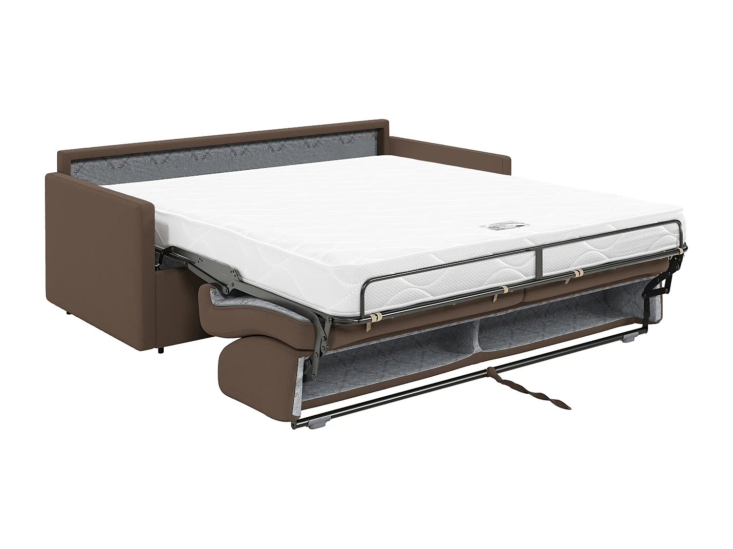 Canapé 2 places convertible express en tissu marron - Couchage 120 cm  - Matelas 14 cm CALIFE