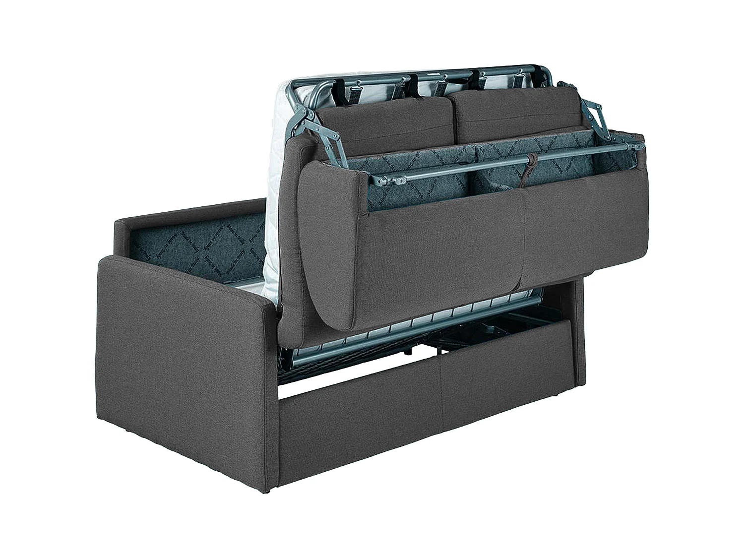 Canapé 2 places convertible express en tissu gris - Couchage 120 cm - Matelas 14 cm CALIFE