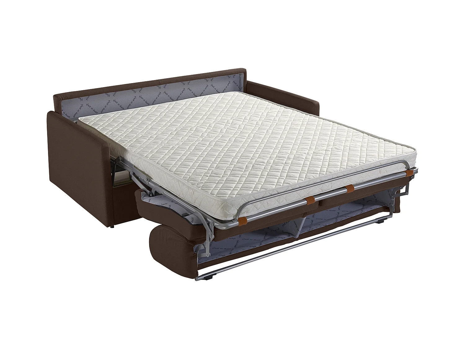 Canapé 4 places convertible express en tissu marron - Couchage 160 cm - Matelas 14 cm CALIFE