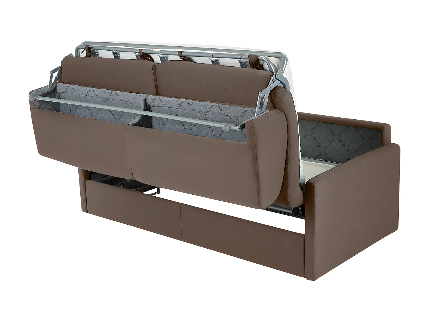 Canapé 4 places convertible express en tissu marron - Couchage 160 cm - Matelas 14 cm CALIFE