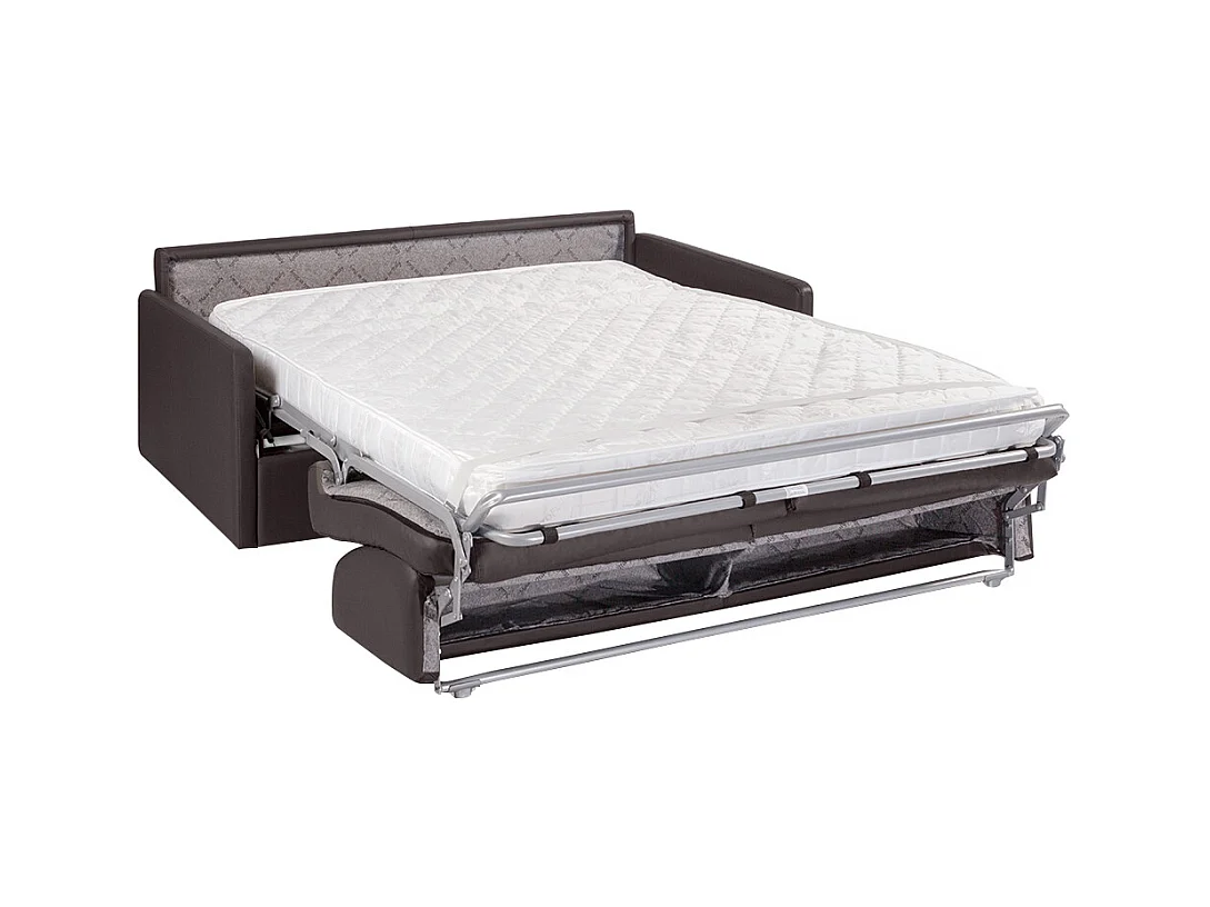 Canapé 4 places convertible express en simili marron - Couchage 160 cm - Matelas 14 cm CALIFE