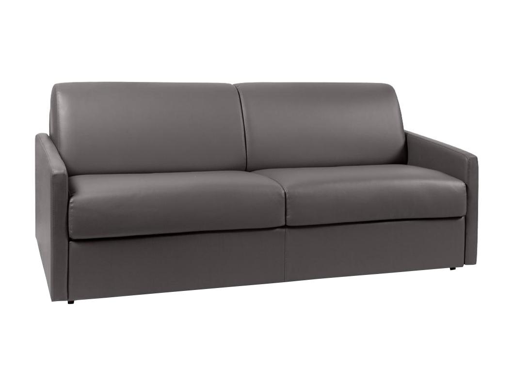 Canapé 4 places convertible express en simili gris - Couchage 160 cm - Matelas 14 cm CALIFE