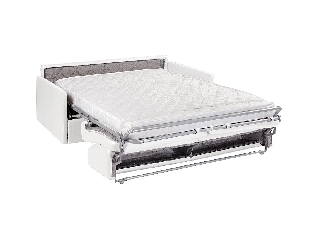 Vierzits express-bedbank van kunstleer CALIFE - wit - slaapafmeting 160 cm