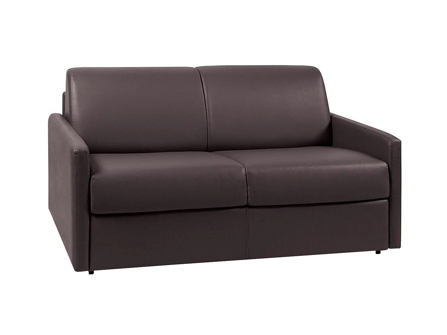 Canapé 2 places convertible express en simili marron - Couchage 120 cm - Matelas 14 cm CALIFE