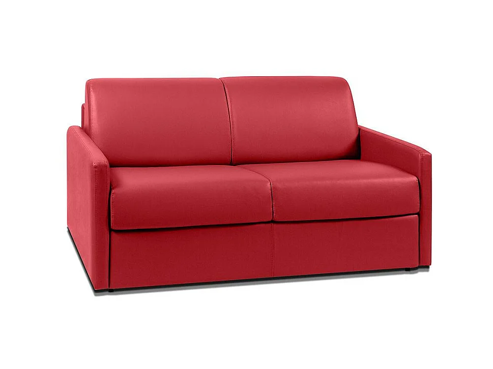 Tweezits express-bedbank van kunstleer CALIFE - rood - slaapafmeting 120 cm