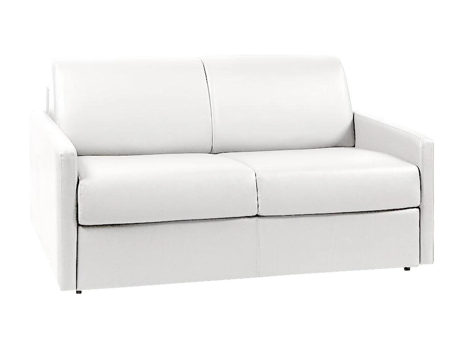 Canapé 2 places convertible express en simili blanc - Couchage 120 cm - Matelas 14 cm CALIFE