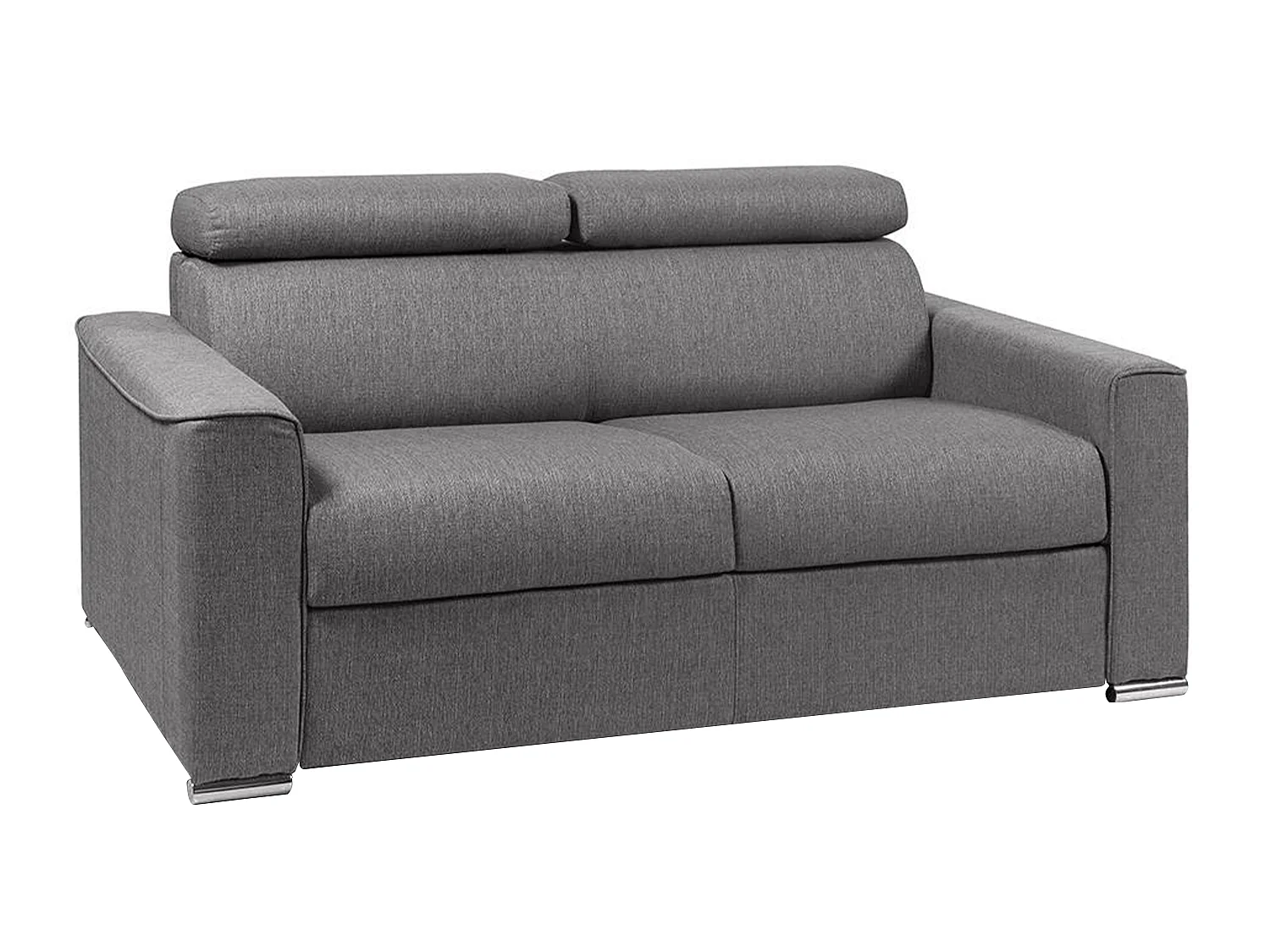 Canapé 2 places convertible express en tissu gris - Couchage 120 cm - Matelas 14 cm VIZIR