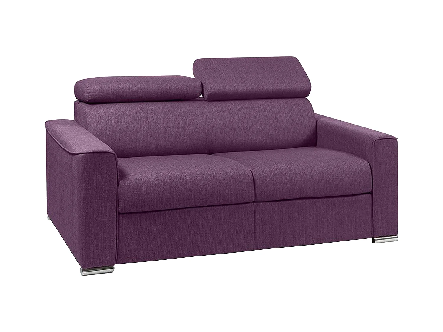 Canapé 2 places convertible express en tissu violet - Couchage 120 cm - Matelas 18 cm VIZIR