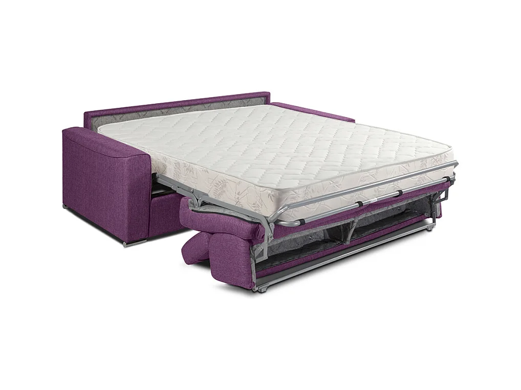 Canapé 2 places convertible express en tissu violet - Couchage 120 cm - Matelas 18 cm VIZIR