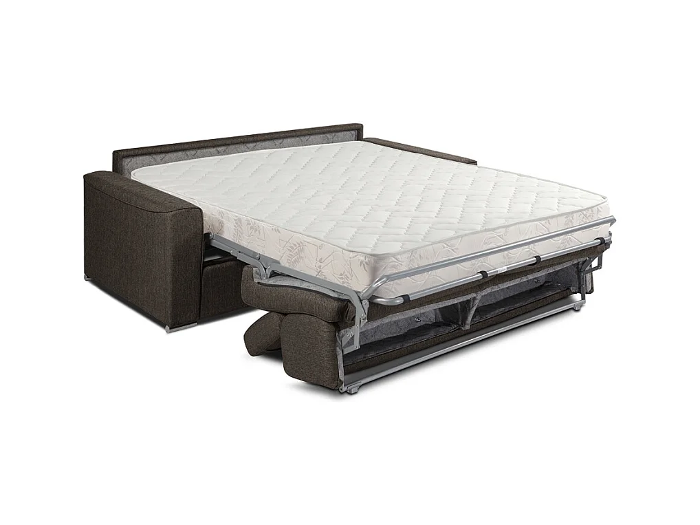 Canapé 2 places convertible express en tissu marron - Couchage 120 cm - Matelas 18 cm VIZIR