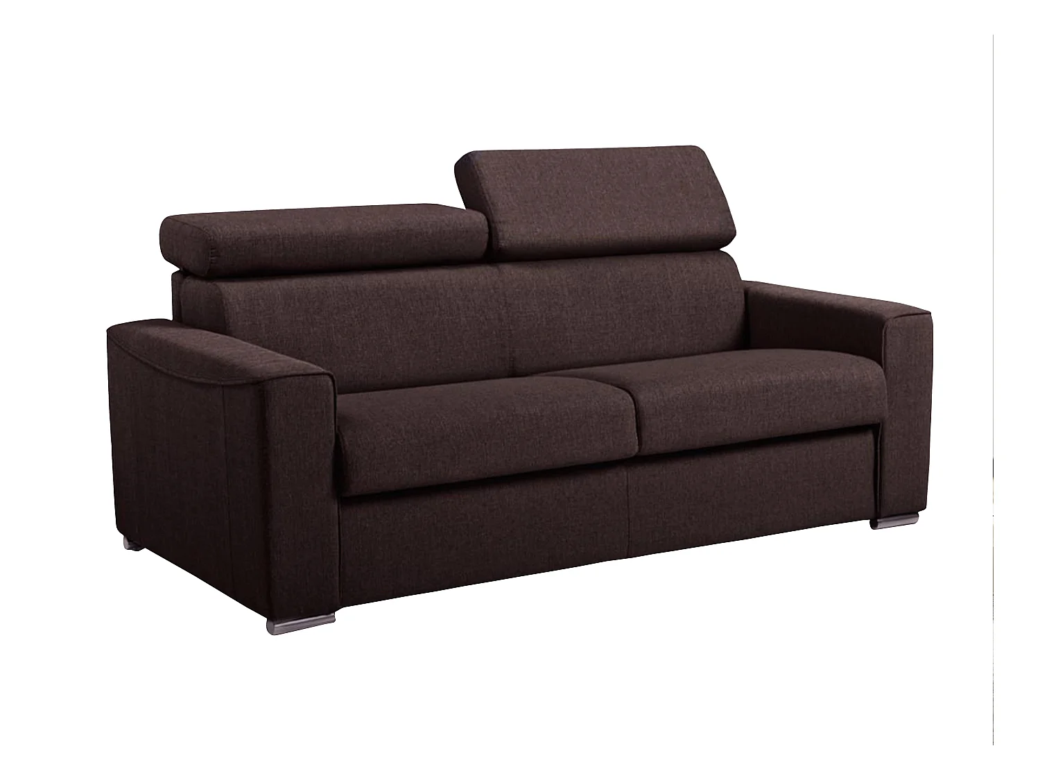 Schlafsofa 3-Sitzer - Liegefläche: 140 cm - Matratzenhöhe: 18 cm - Stoff - Braun - VIZIR