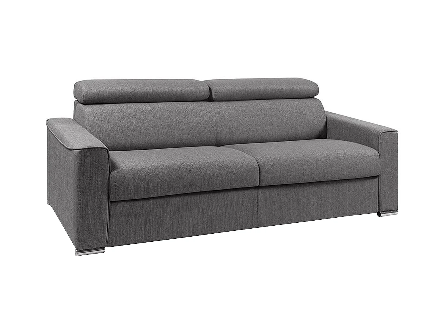 Canapé 4 places convertible express en tissu gris - Couchage 160 cm - Matelas 18 cm VIZIR