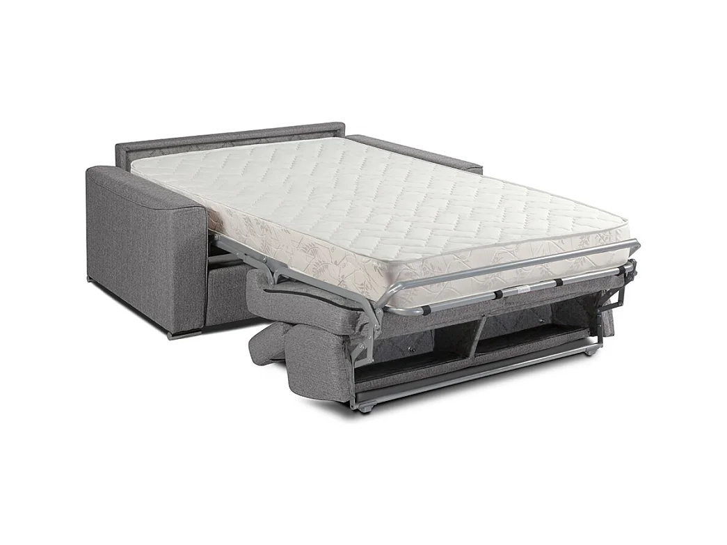 Canapé 4 places convertible express en tissu gris - Couchage 160 cm - Matelas 18 cm VIZIR