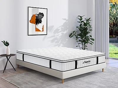 Matelas 180 x 200 cm anti-feu ressorts ensachés et surmatelas intégré ép.28cm - DELICE de YSMÉE HÔTEL