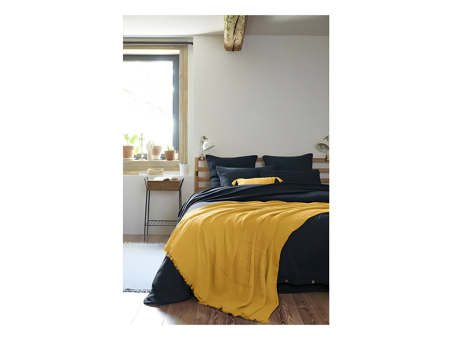 Plaid à franges "Gaïa" toutes dimensions "Gaze de Coton"