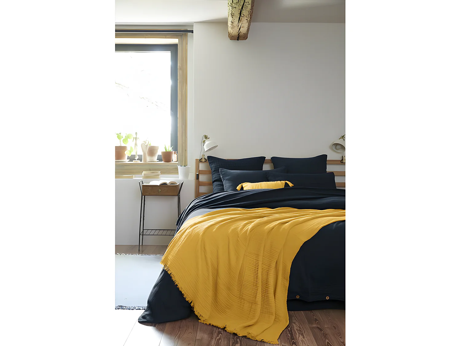 Plaid à franges "Gaïa" toutes dimensions "Gaze de Coton"