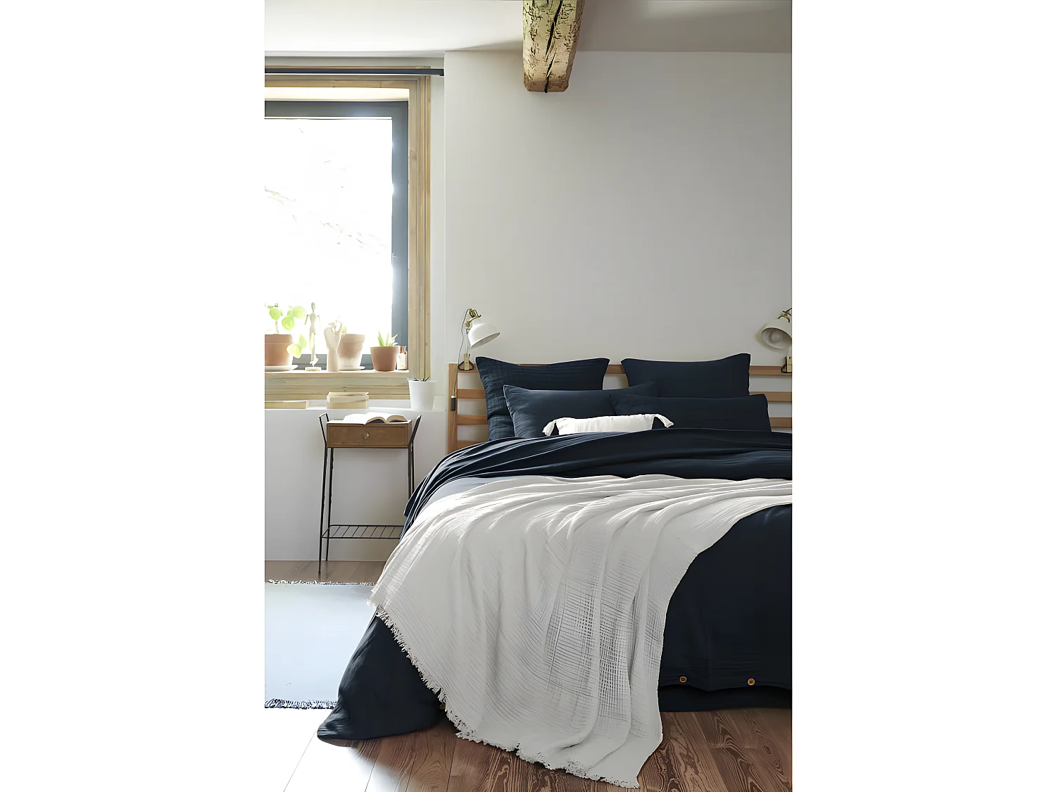 Plaid à franges "Gaïa" toutes dimensions "Gaze de Coton"