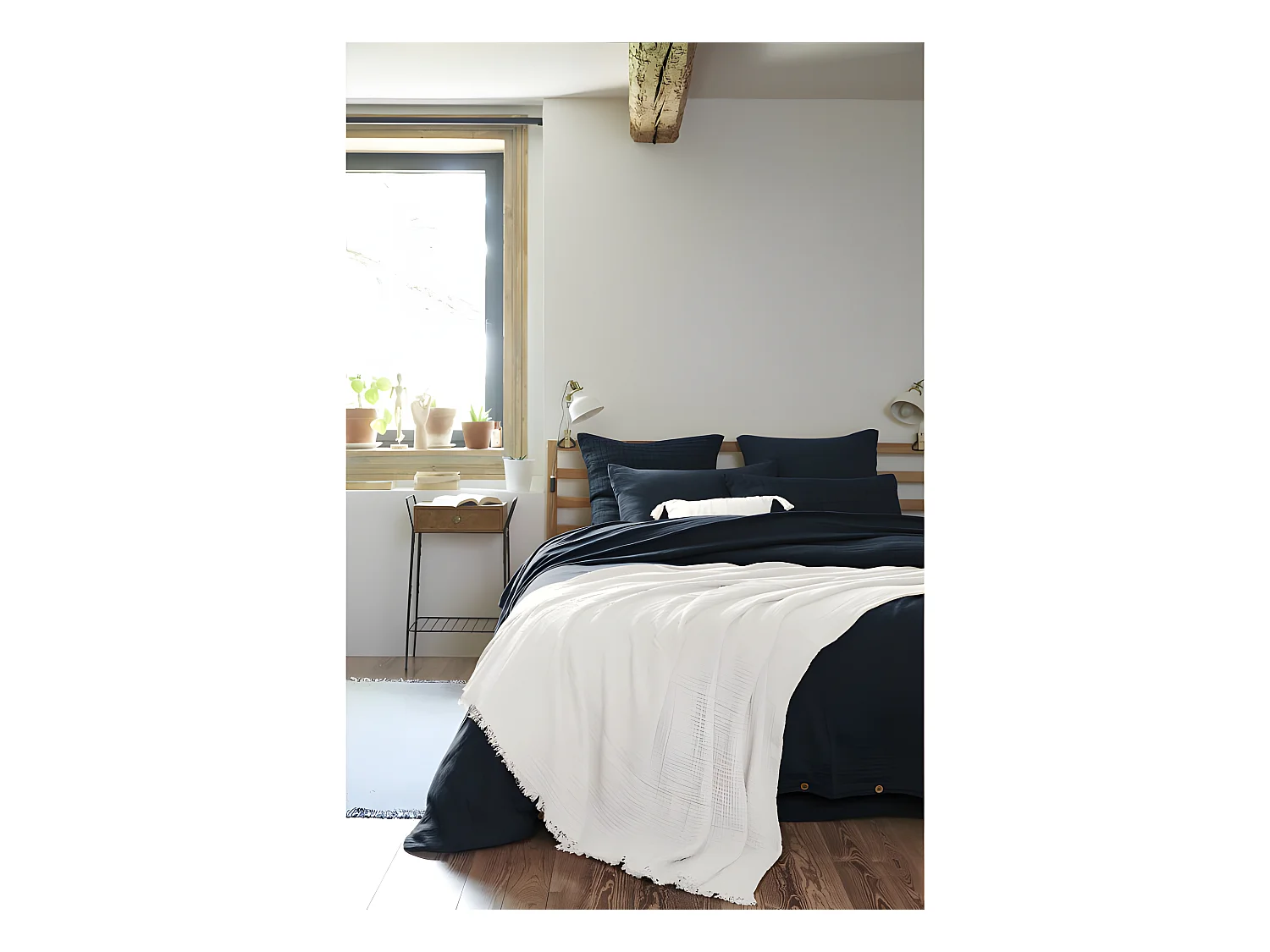 Plaid à franges "Gaïa" toutes dimensions "Gaze de Coton"