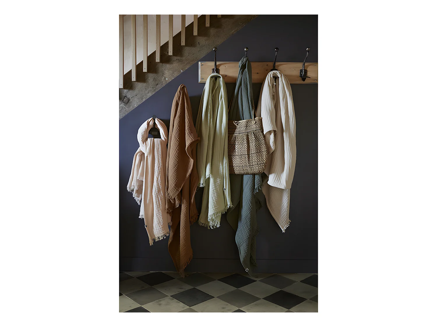 Plaid à franges "Gaïa" toutes dimensions "Gaze de Coton"