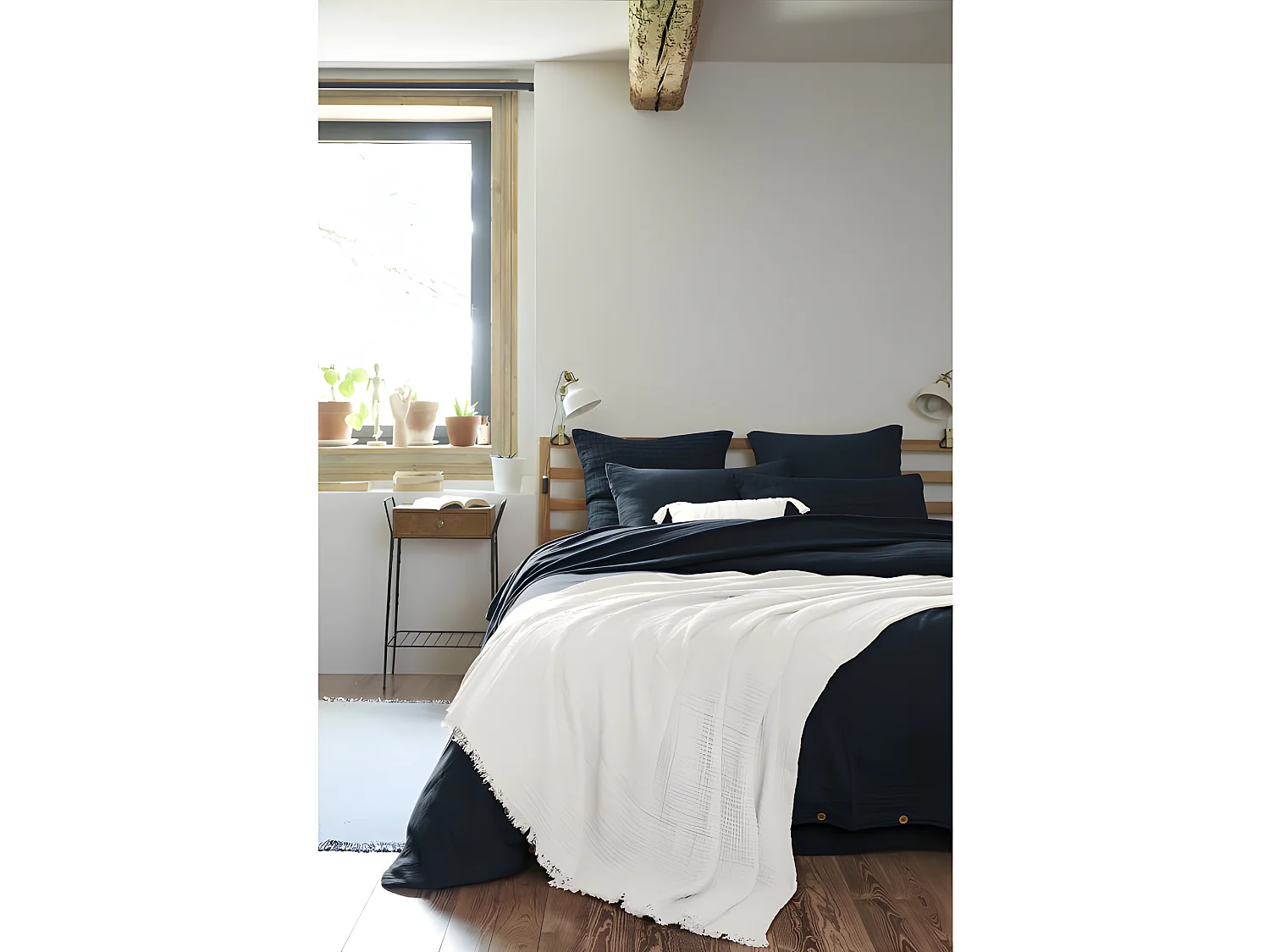 Plaid à franges "Gaïa" toutes dimensions "Gaze de Coton"