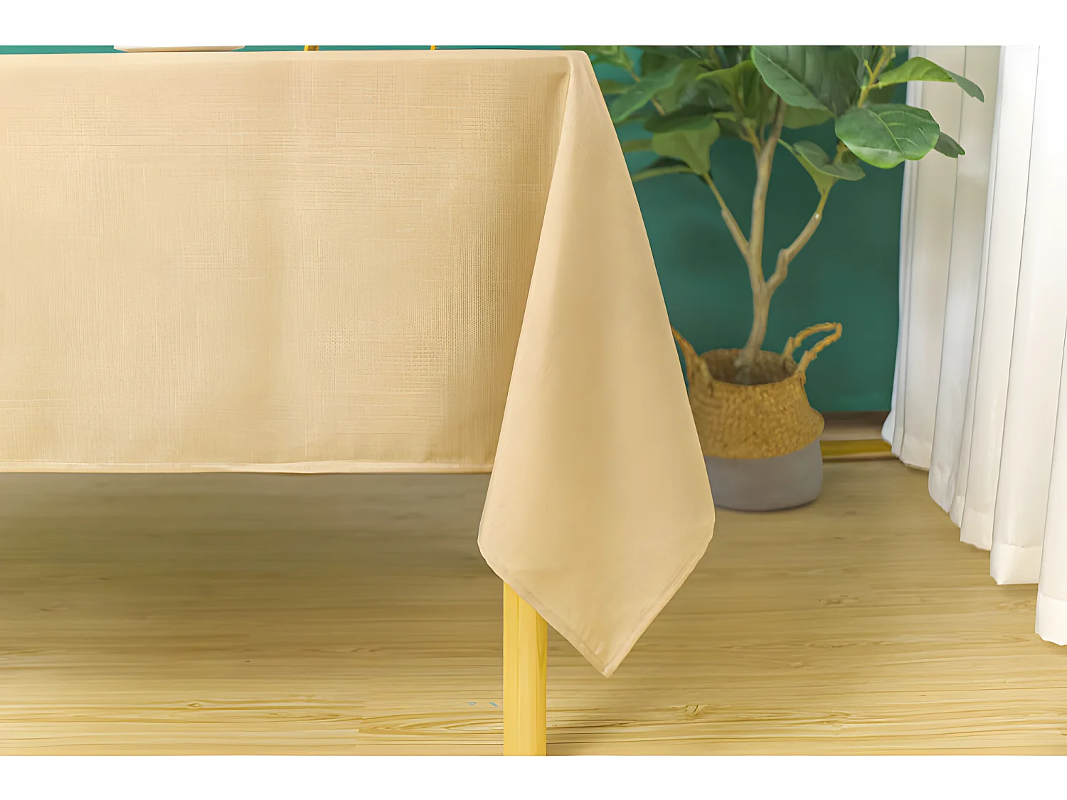 Nappe antitache unie Beige rectangulaire 145 x 240 cm