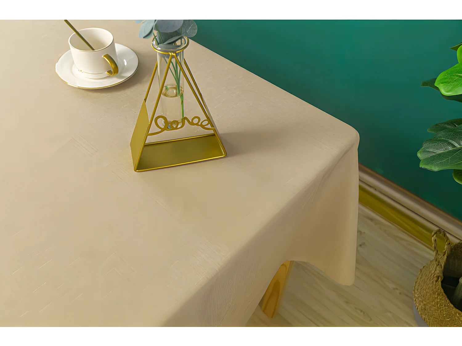 Nappe antitache unie Beige rectangulaire 145 x 240 cm