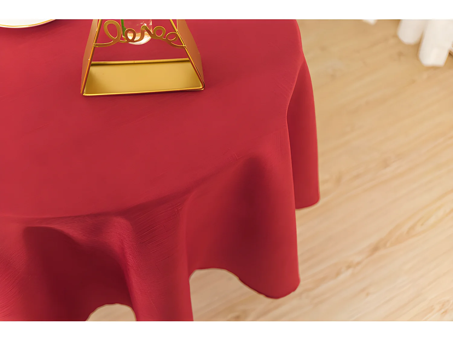 Nappe anti tache unie rouge ronde 160 cm