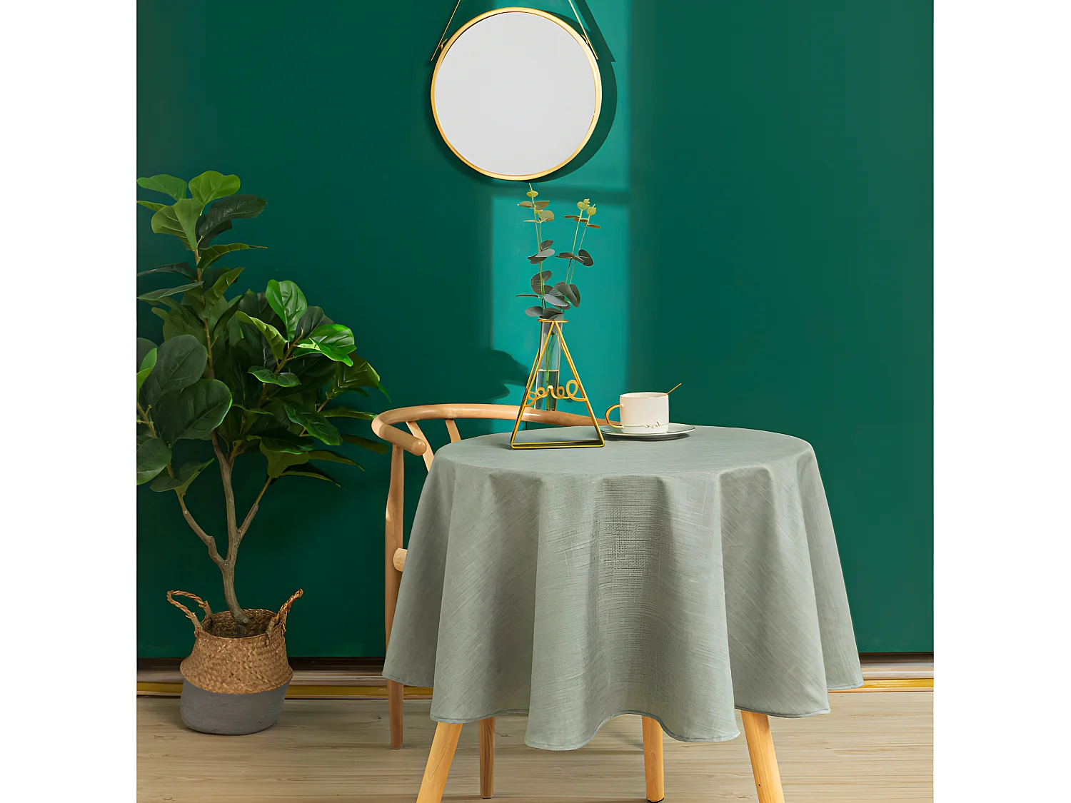 Nappe antitache unie perle ronde 160 cm