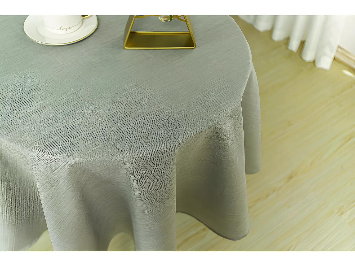 Nappe antitache unie perle ronde 160 cm