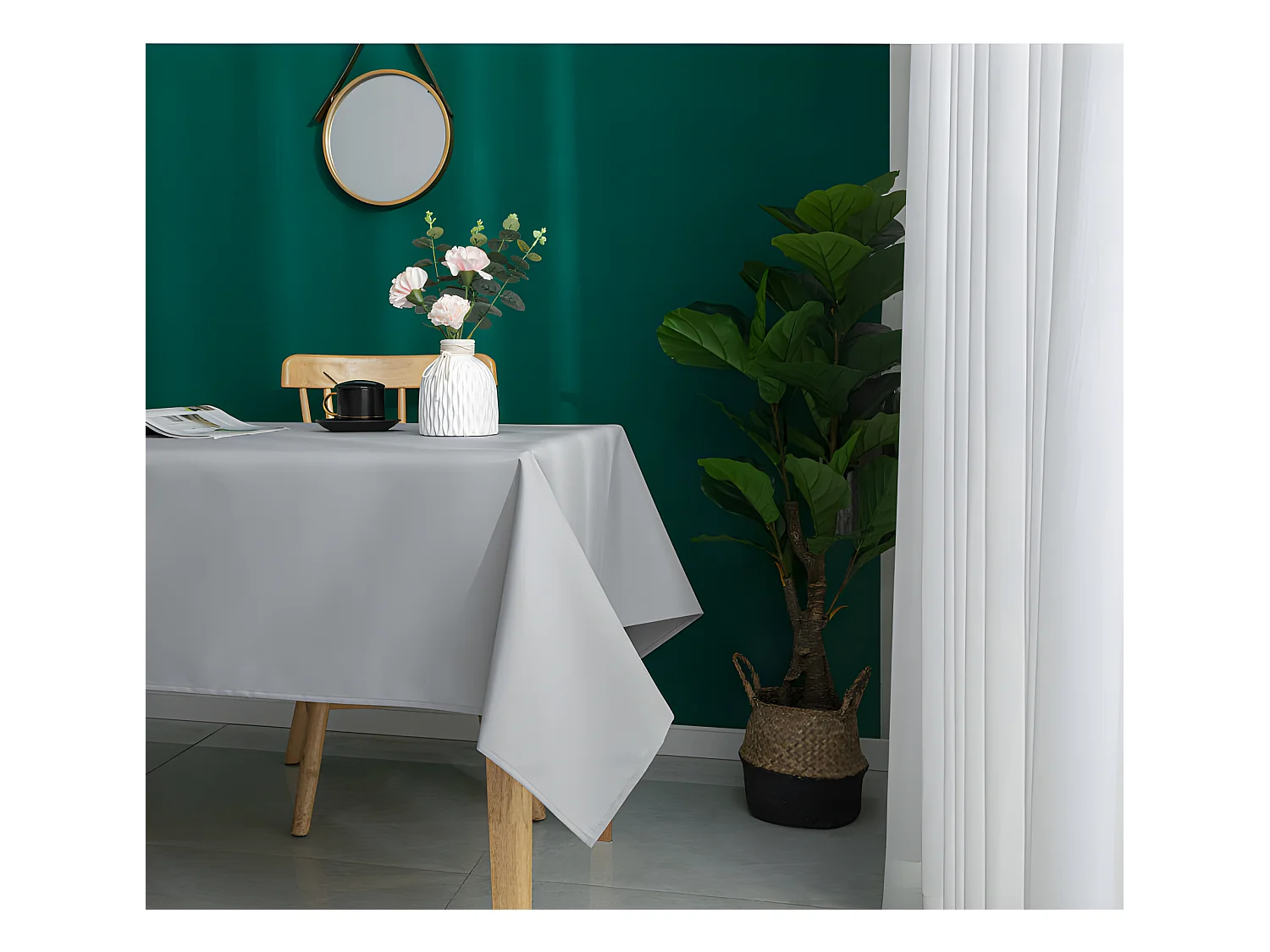 Nappe antitache unie Perle rectangulaire 145 x 240 cm