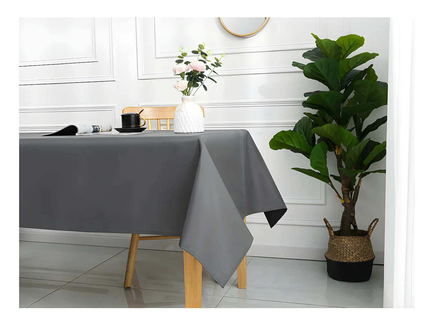 Nappe antitache unie Anthracite rectangulaire 145 x 240 cm