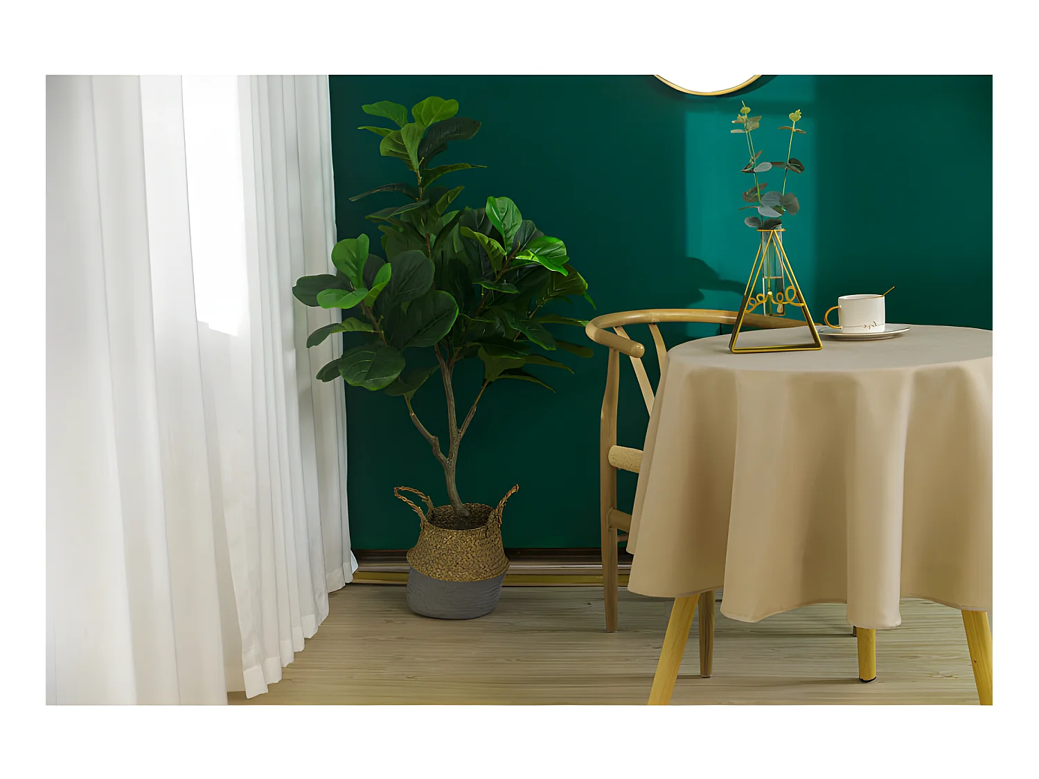 Nappe antitache unie beige ronde 160 cm