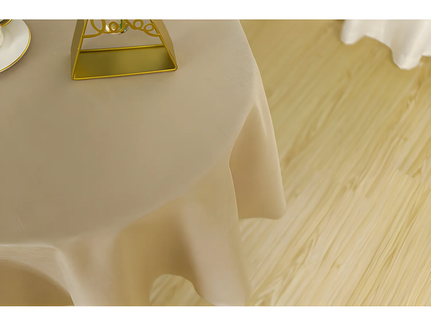 Nappe antitache unie beige ronde 160 cm