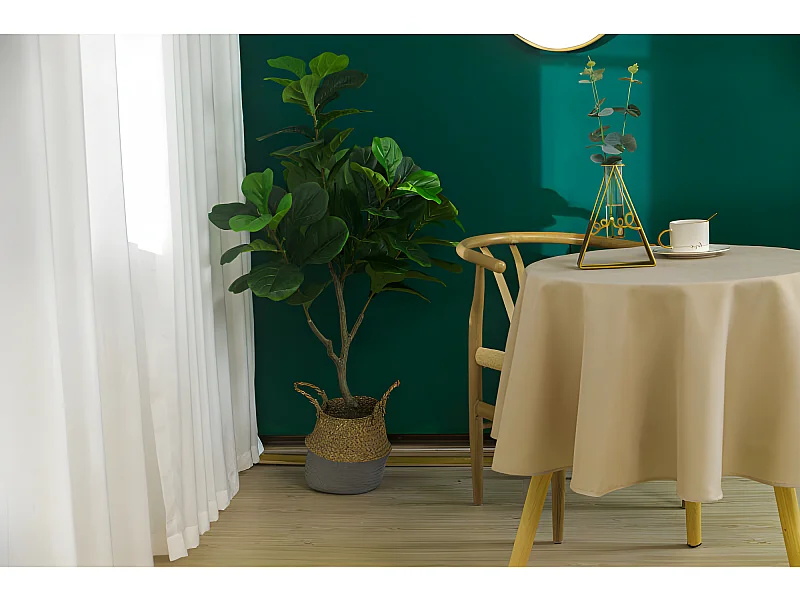 Nappe antitache unie beige ronde 160 cm