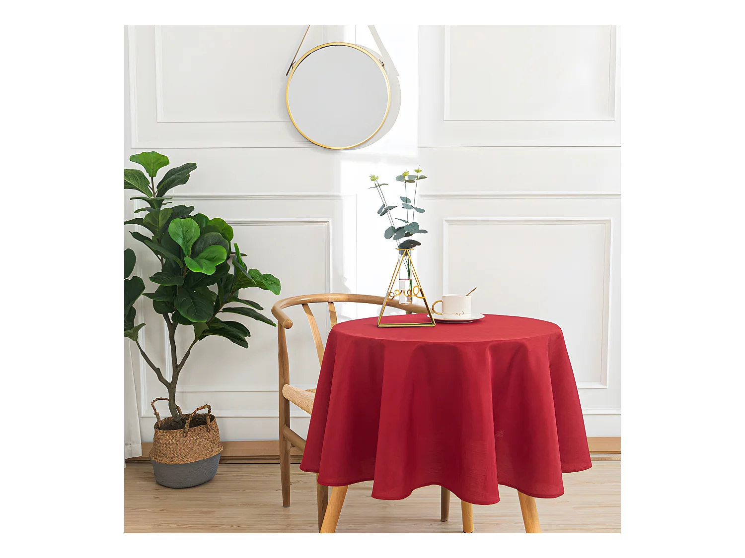 Nappe antitache unie rouge ronde 160 cm