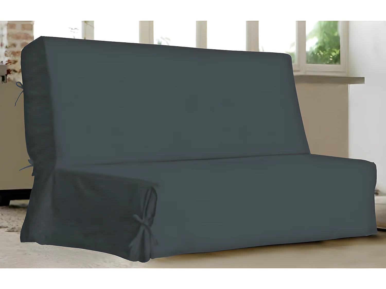 Housse clic clac à nouettes Gris Anthracite 140 x 200 cm