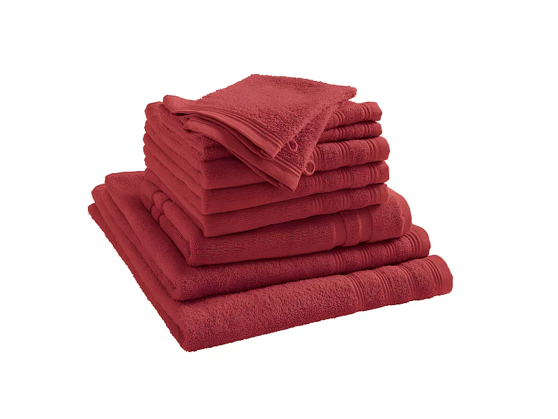 Pack complet éponge 10 pièces "Spa" salle de bain / 400 gr/m² - Couleur: "Spa" Cuivre