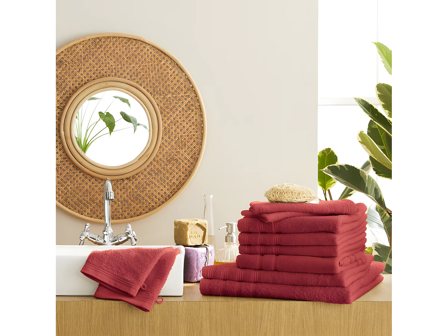 Pack complet éponge 10 pièces "Spa" salle de bain / 400 gr/m² - Couleur: "Spa" Cuivre