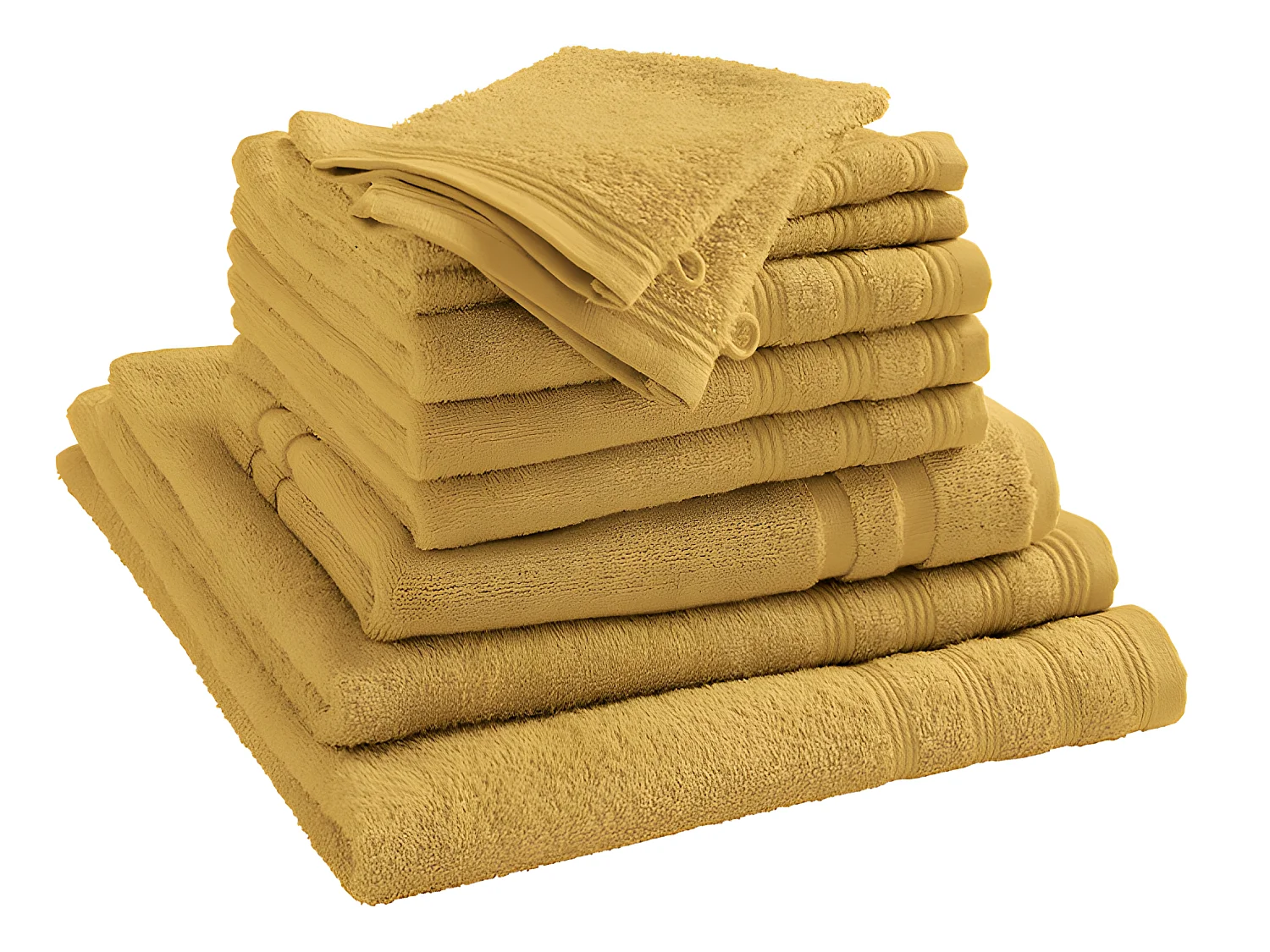 Pack complet éponge 10 pièces "Spa" salle de bain / 400 gr/m² - Couleur: "Spa" Jaune Maîs