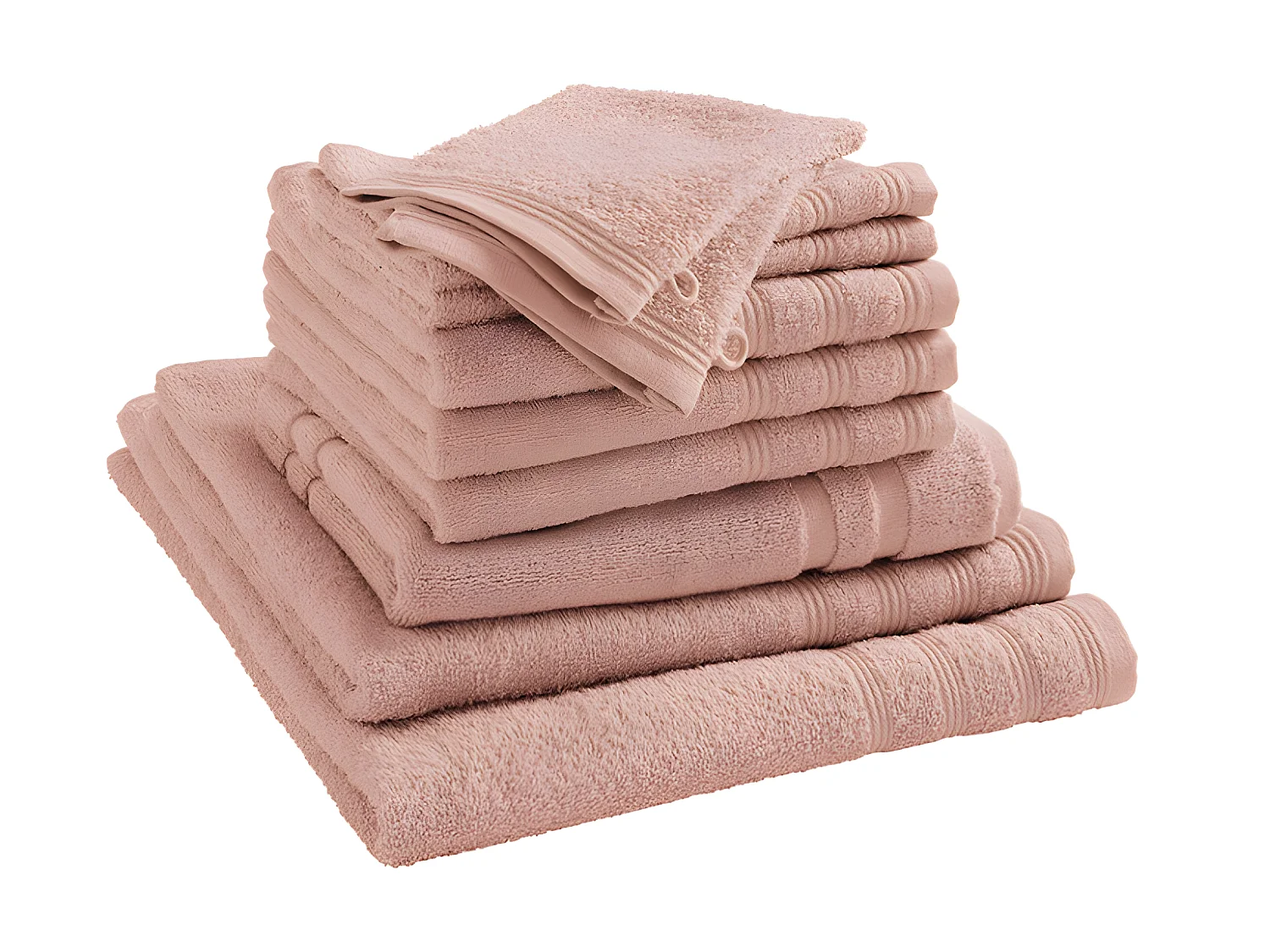 Pack complet éponge 10 pièces "Spa" salle de bain / 400 gr/m² - Couleur: "Spa" Blush