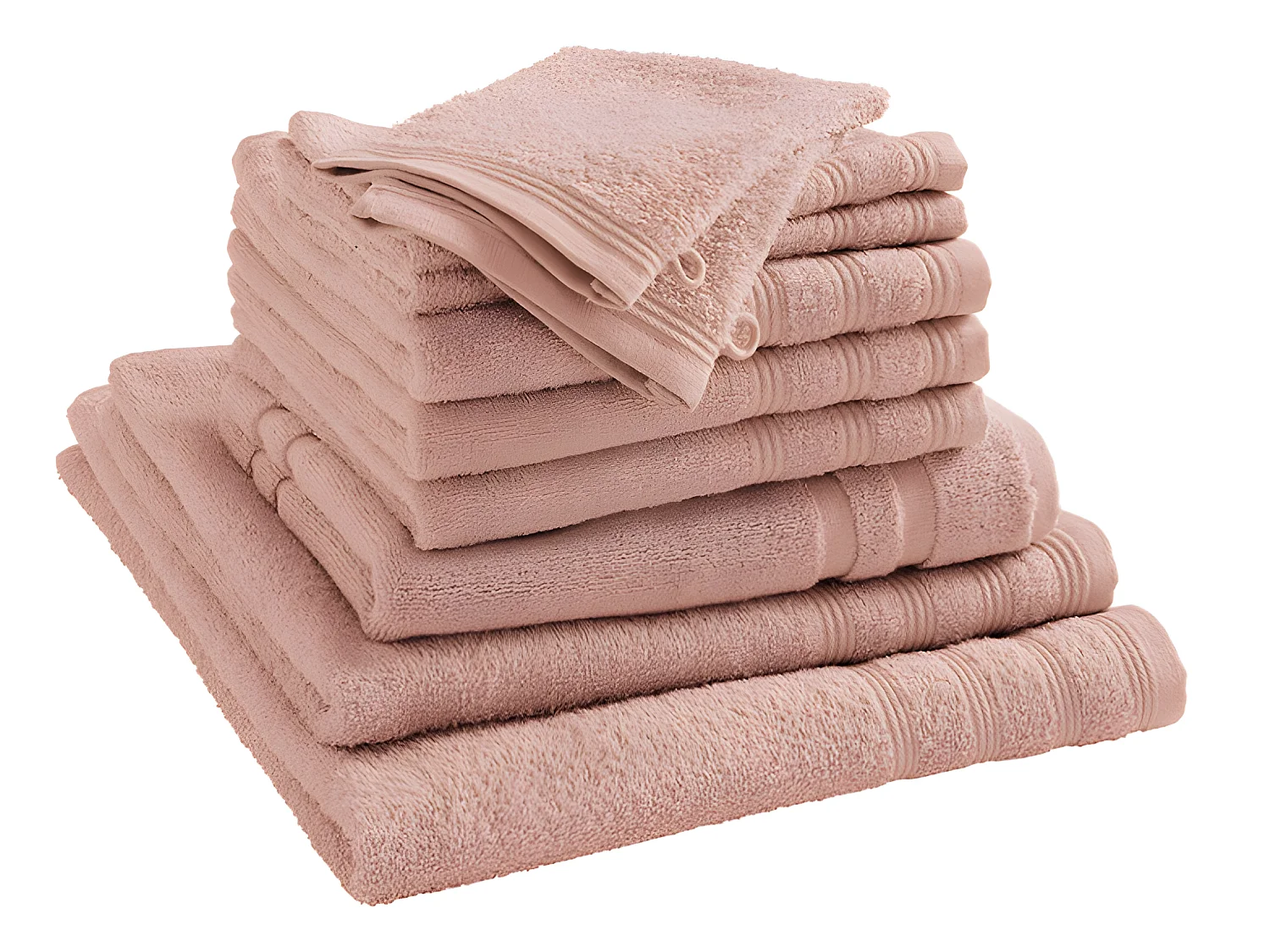 Pack complet éponge 10 pièces "Spa" salle de bain / 400 gr/m² - Couleur: "Spa" Blush