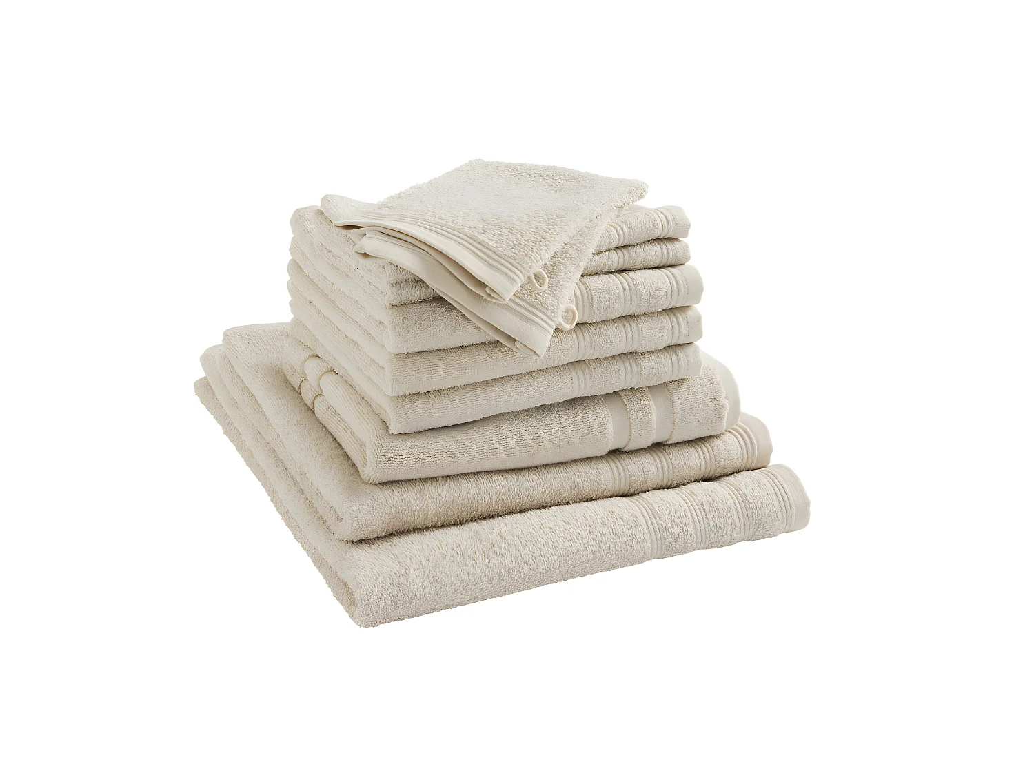Pack complet éponge 10 pièces "Spa" salle de bain / 400 gr/m² - Couleur: "Spa" Lin